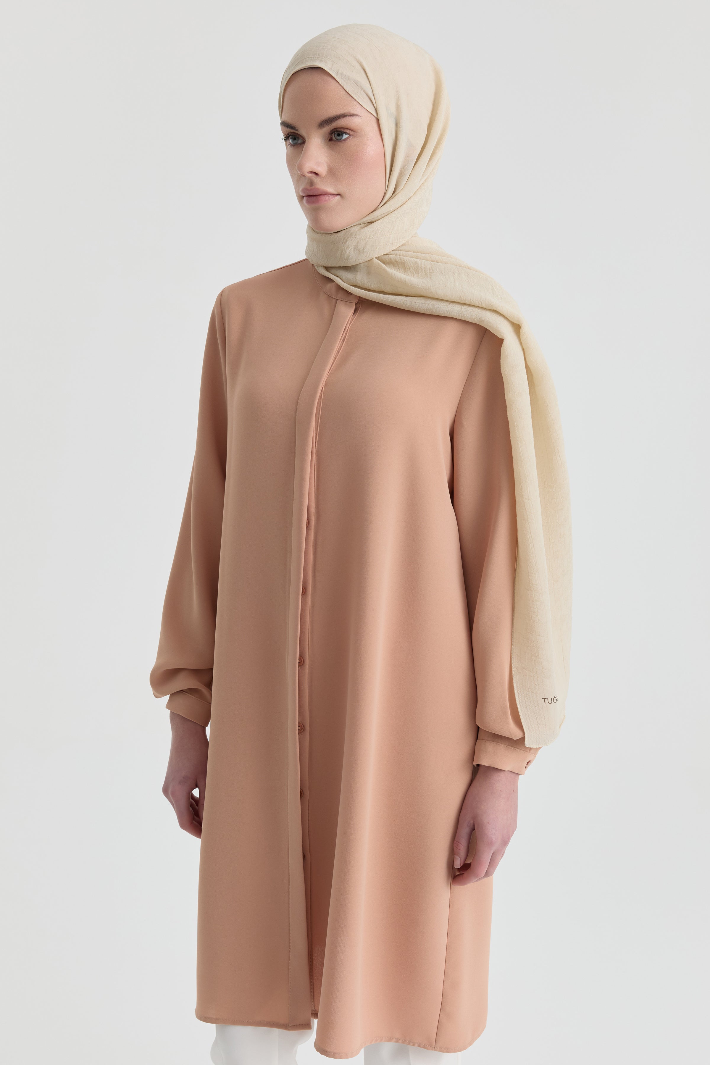 Hakim Yaka Gizli Patlı Tunik - Somon TUGBA