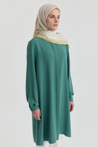 Hakim Yaka Gizli Patlı Tunik - Mint TUGBA