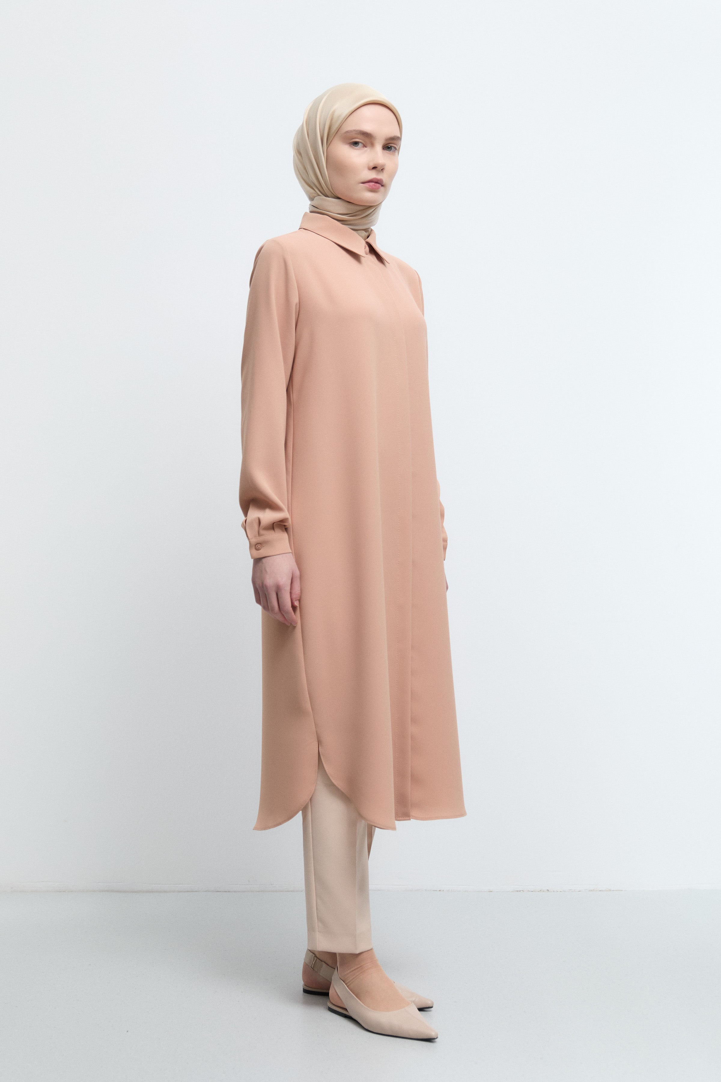 Gizli Patlı Basic Tunik - Somon TUĞBA