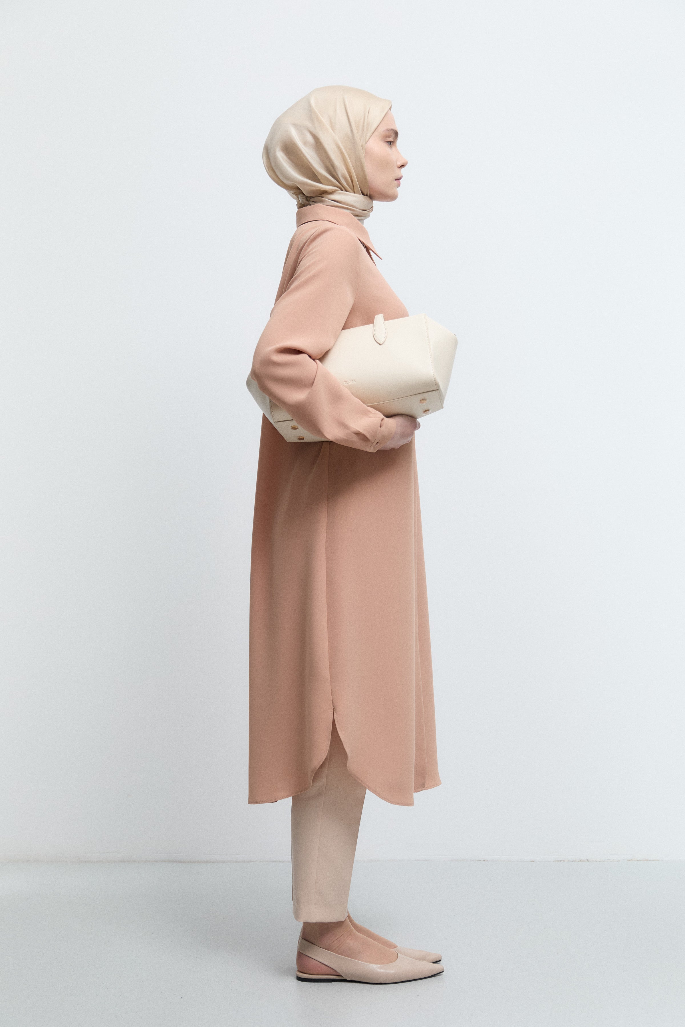 Gizli Patlı Basic Tunik - Somon TUĞBA