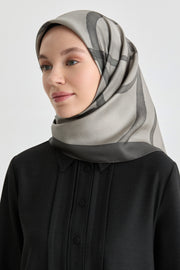 İnhina Twill İpek Eşarp - Gri TUGBA