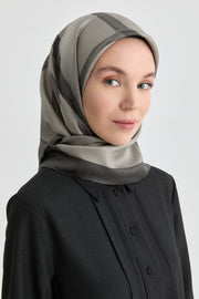 İnhina Twill İpek Eşarp - Gri TUGBA