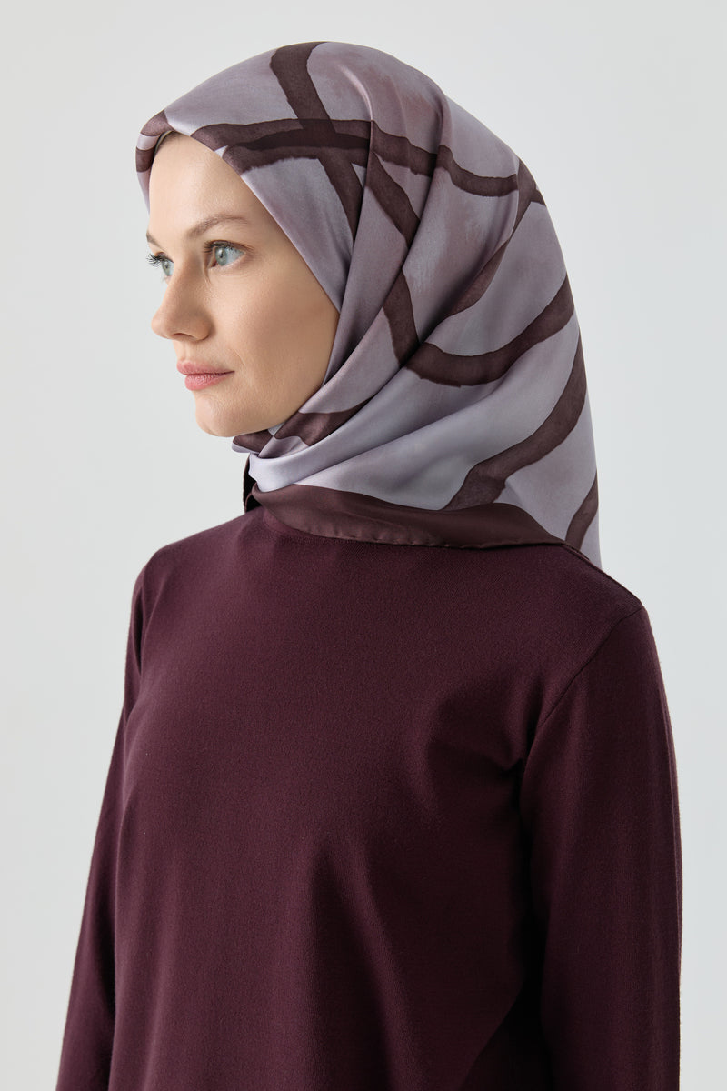 İnhina Twill İpek Eşarp - Mürdüm TUGBA
