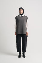 Wool Blend Mock Neck Sweater - Anthracite