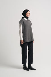 Wool Blend Mock Neck Sweater - Anthracite