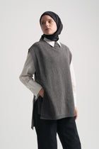 Wool Blend Mock Neck Sweater - Anthracite