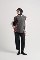 Wool Blend Mock Neck Sweater - Anthracite