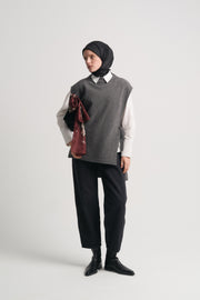Wool Blend Mock Neck Sweater - Anthracite