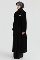 Kuşak Detaylı Manto - Siyah TUGBA