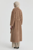 Kuşak Detaylı Manto - Vizon TUGBA