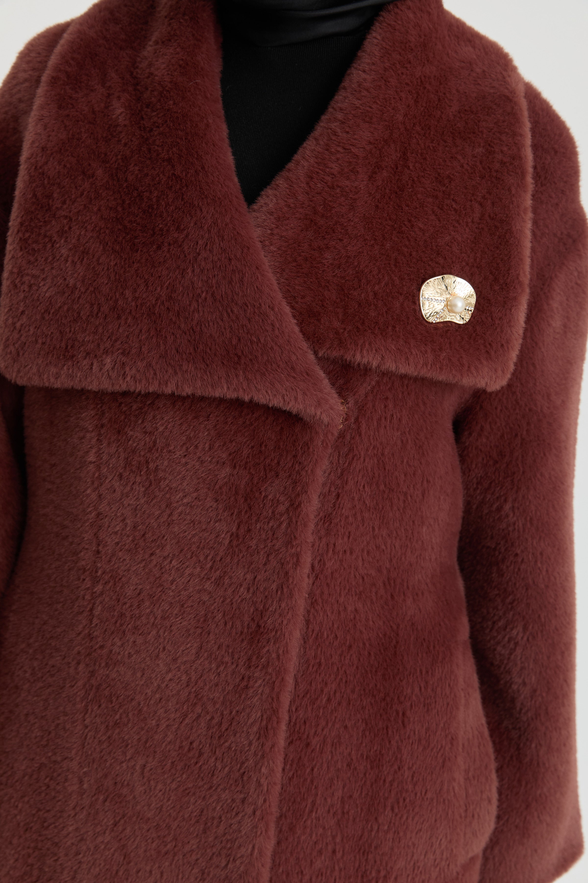 Kuşak Detaylı Manto - Taba TUGBA