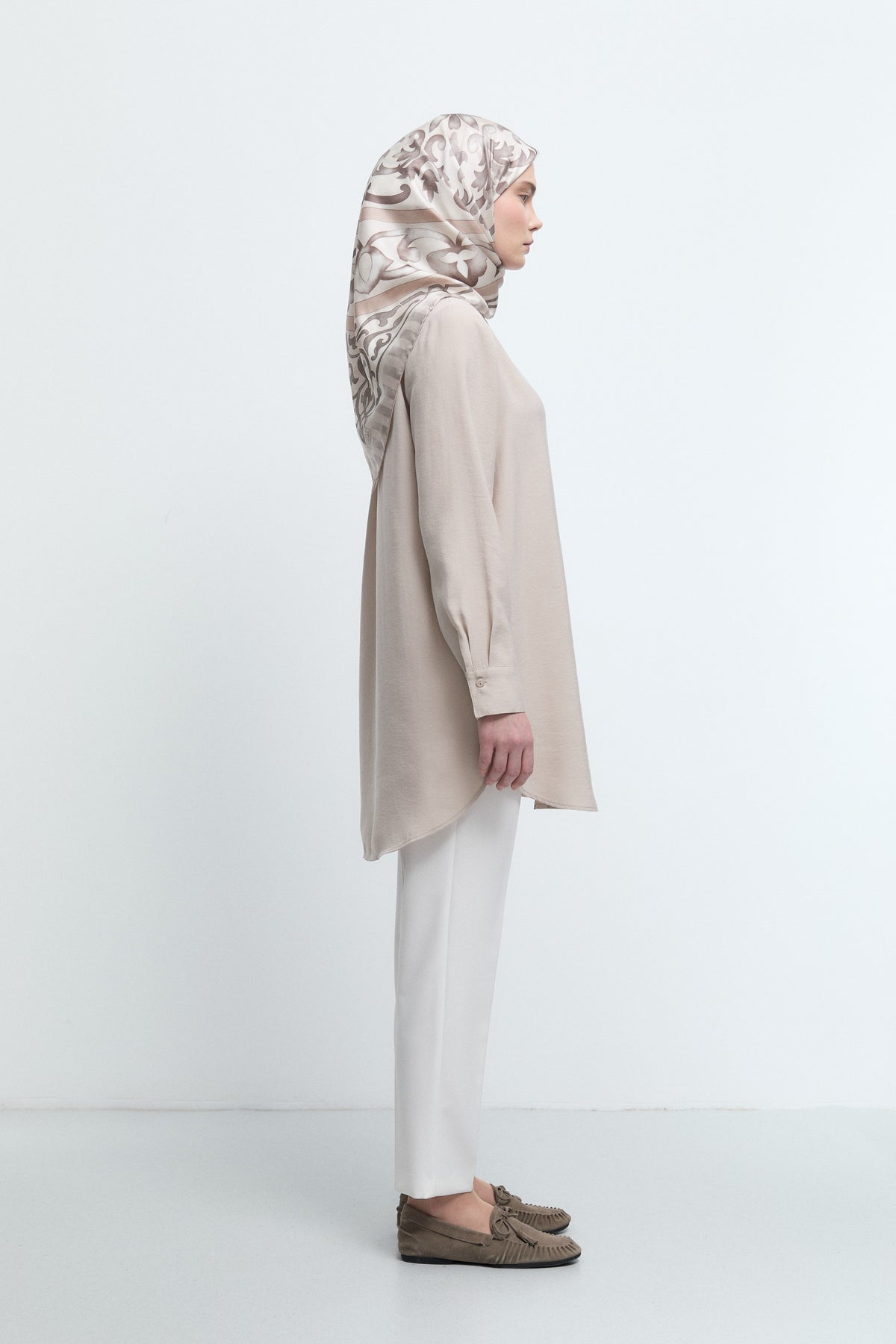 Beli Lastikli Basic Pantolon - Ekru TUĞBA