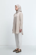 Beli Lastikli Basic Pantolon - Ekru TUĞBA