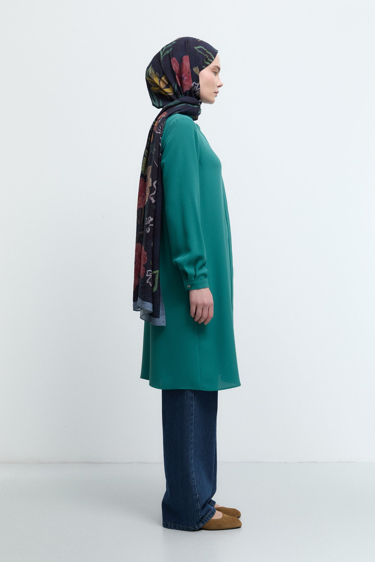 Hakim Yaka Basic Tunik - Yeşil TUĞBA
