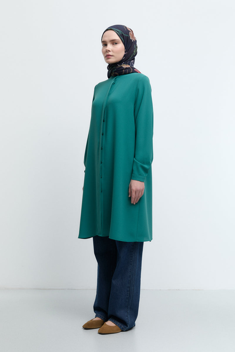 Hakim Yaka Basic Tunik - Yeşil TUĞBA