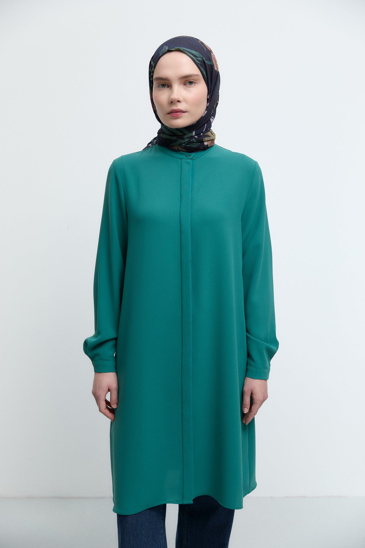 Hakim Yaka Basic Tunik - Yeşil TUĞBA