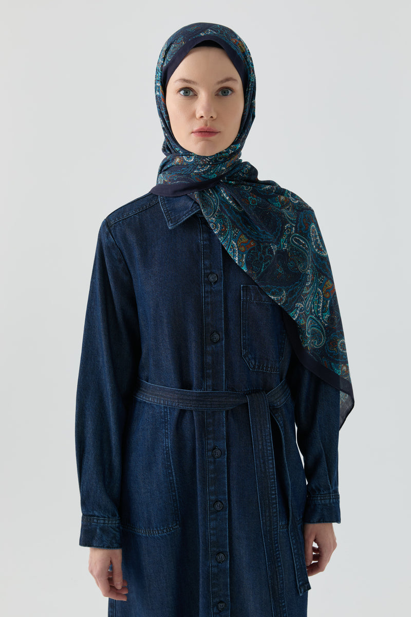 Dila Natural Şal - Lacivert TUGBA