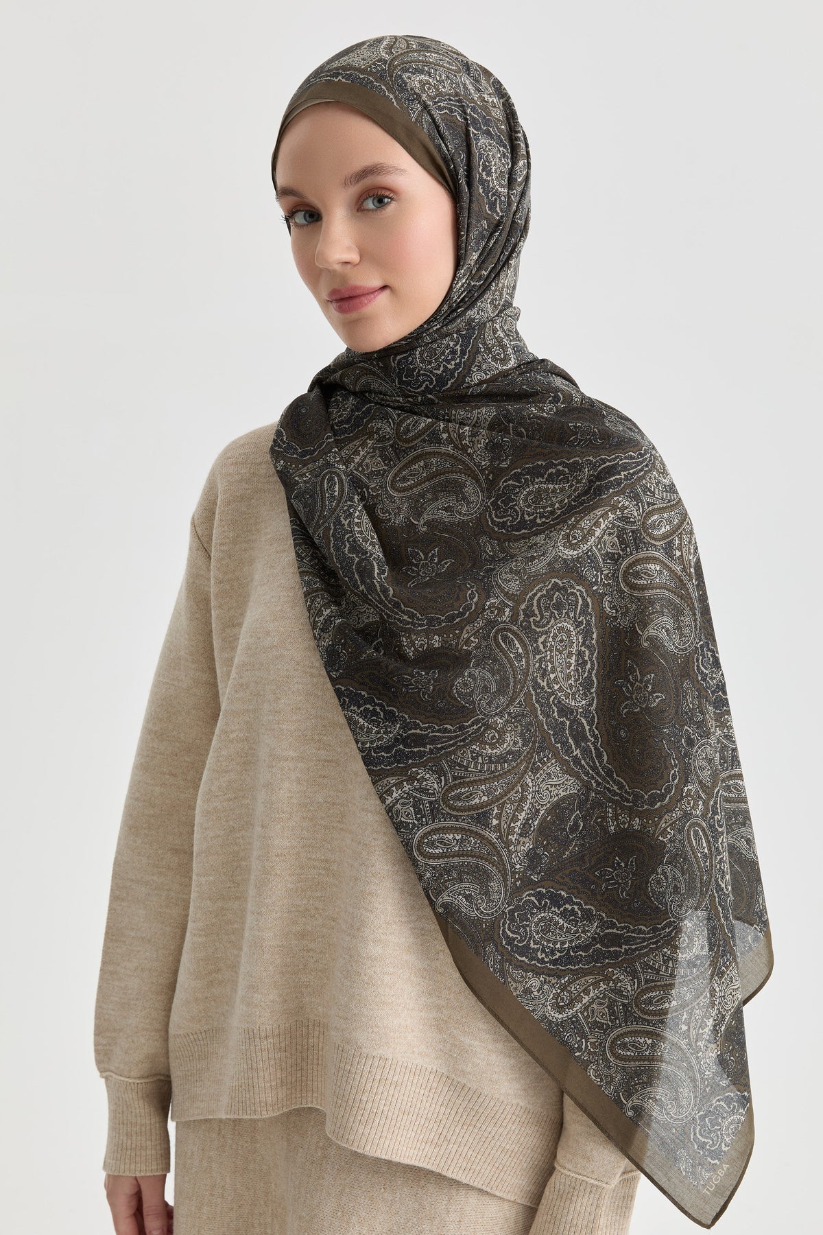 Dila Natural Şal - Haki TUGBA