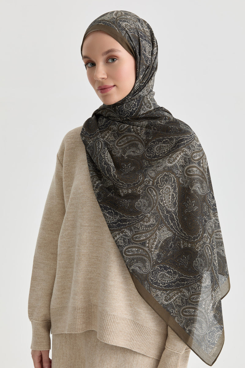Dila Natural Şal - Haki TUGBA