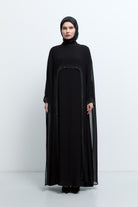 Taş Detaylı Abaya - Siyah TUĞBA