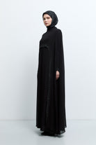 Taş Detaylı Abaya - Siyah TUĞBA