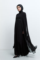 Taş Detaylı Abaya - Siyah TUĞBA
