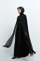 Taş Detaylı Abaya - Siyah TUĞBA