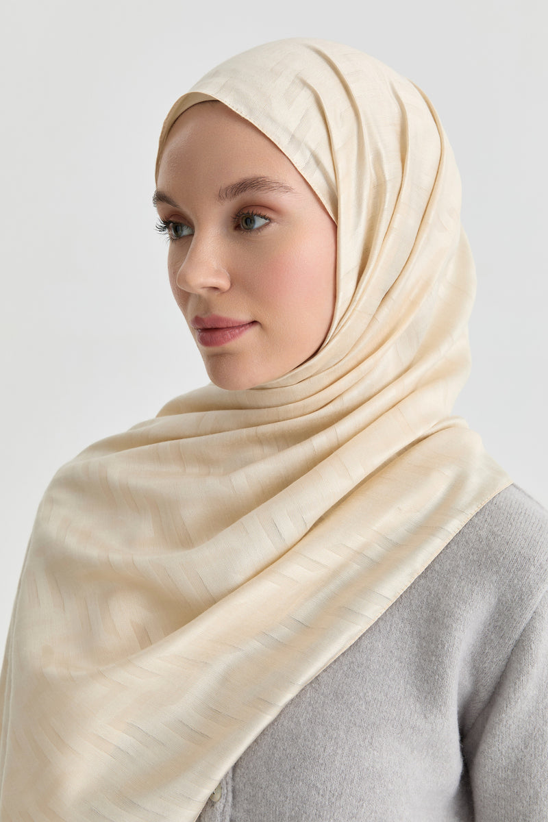 Deren Jakar Natural Şal - Bej TUGBA