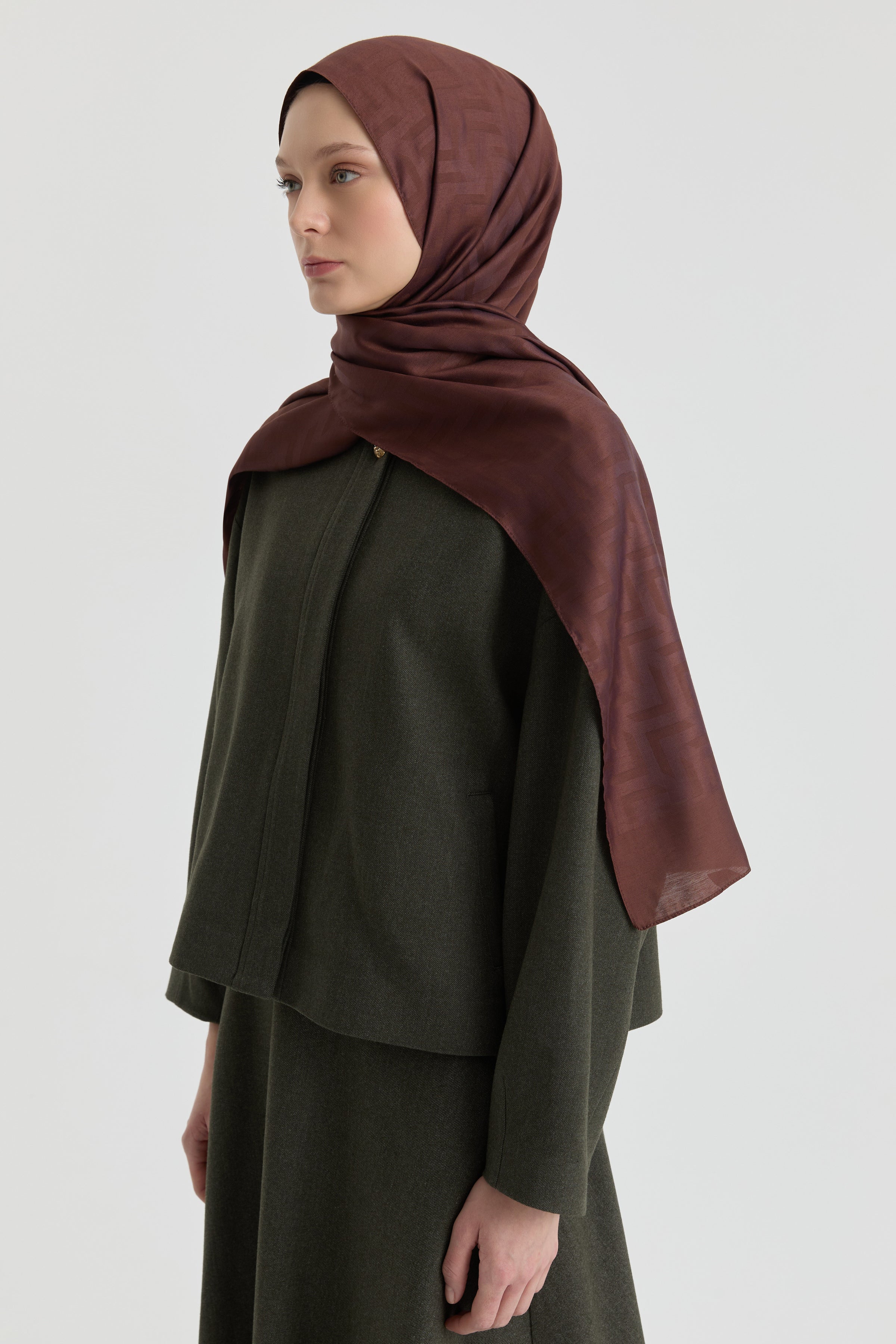 Deren Jakar Natural Şal - Kahve TUGBA