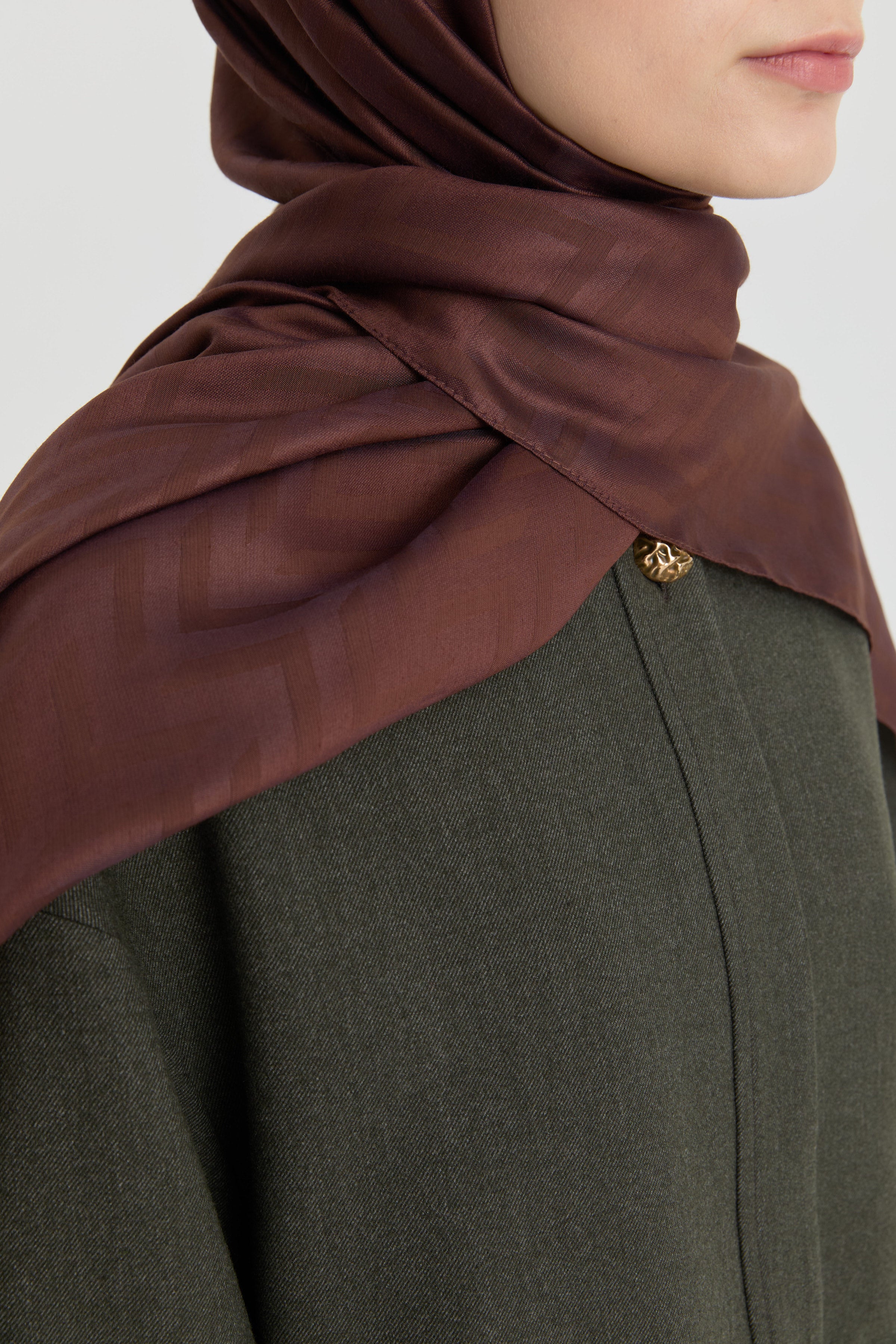 Deren Jakar Natural Şal - Kahve TUGBA