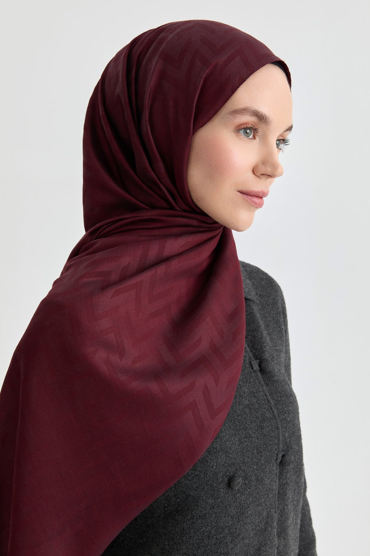 Deren Jakar Natural Şal - Bordo TUGBA