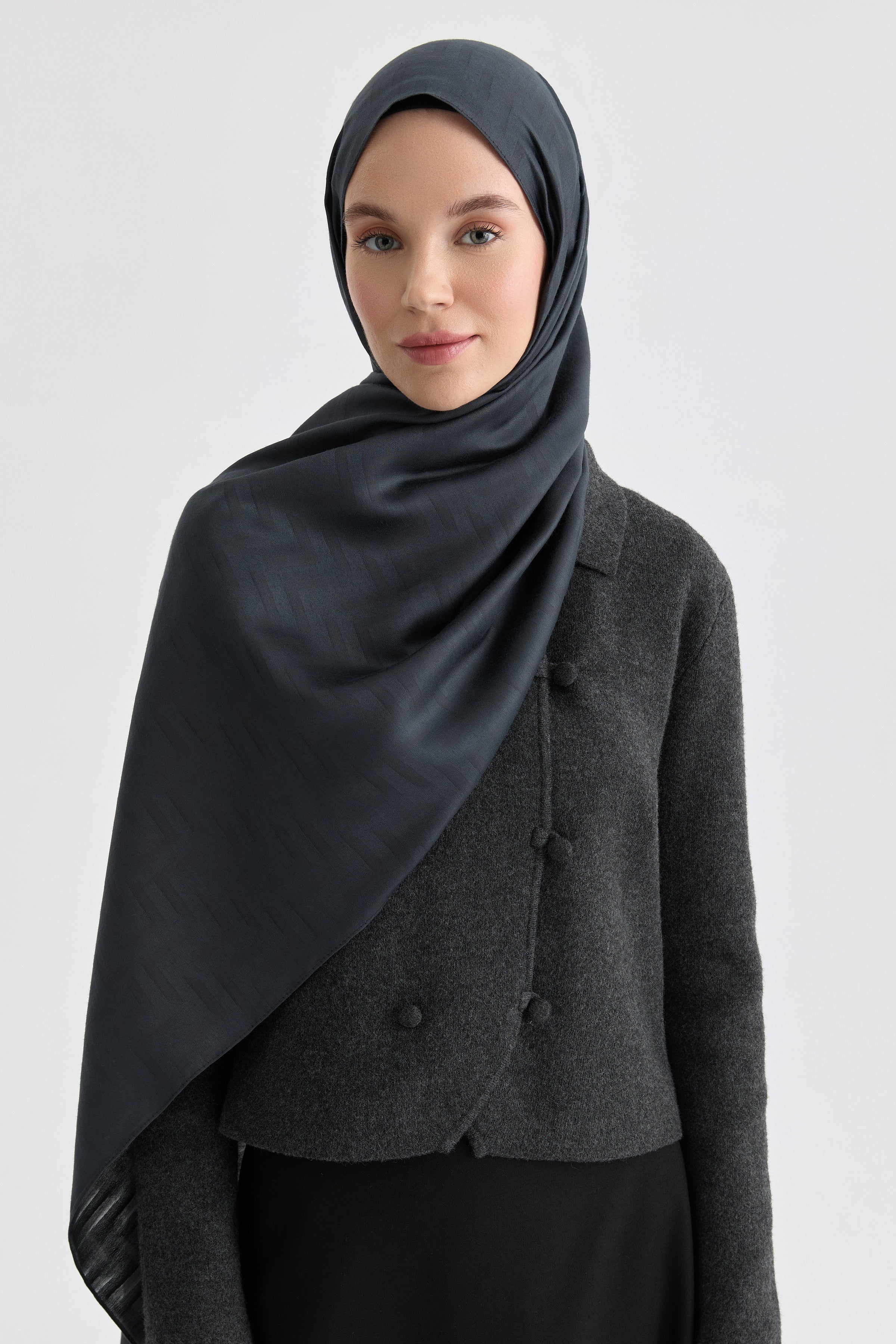 Deren Jakar Natural Şal - Antrasit TUGBA