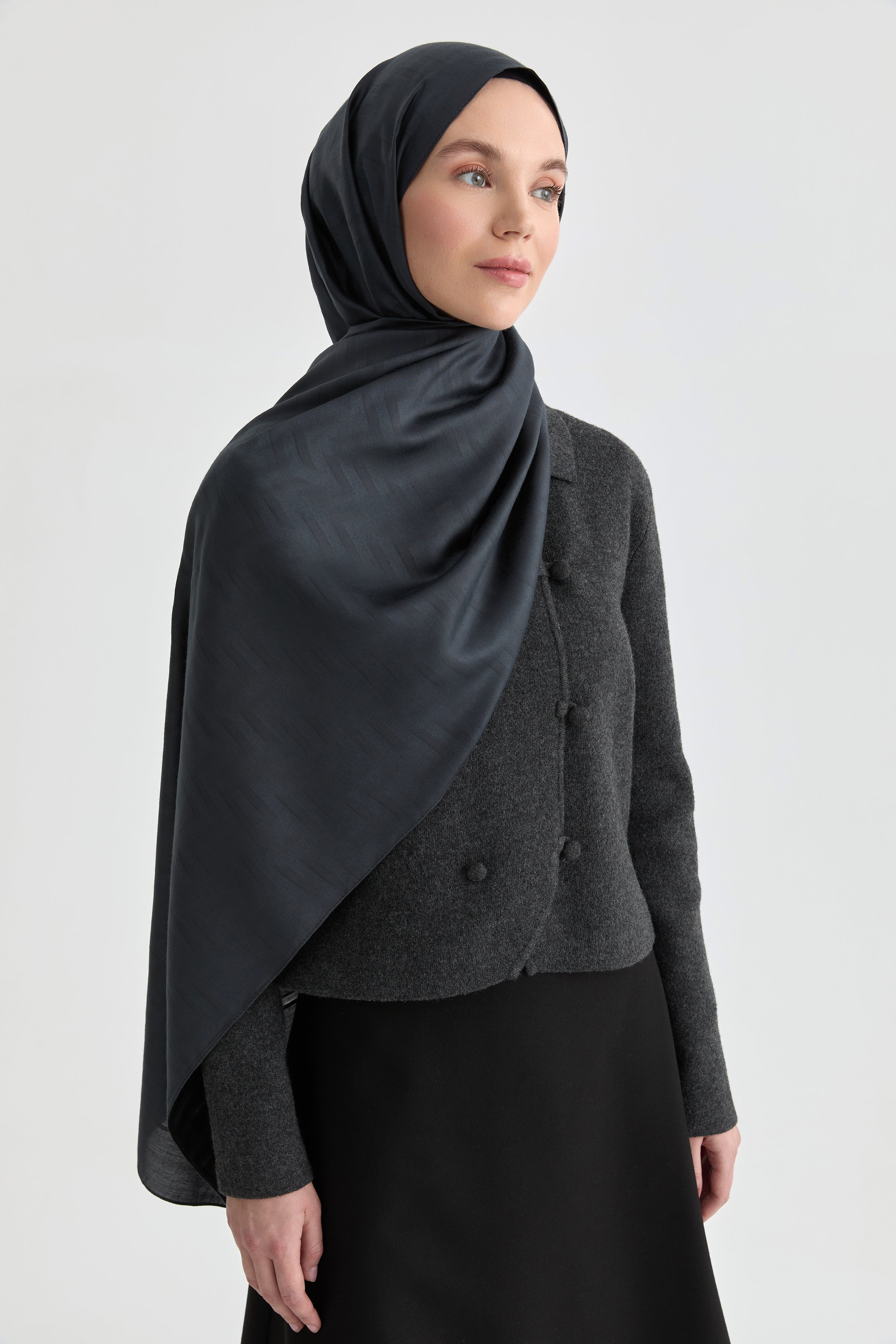Deren Jakar Natural Şal - Antrasit TUGBA