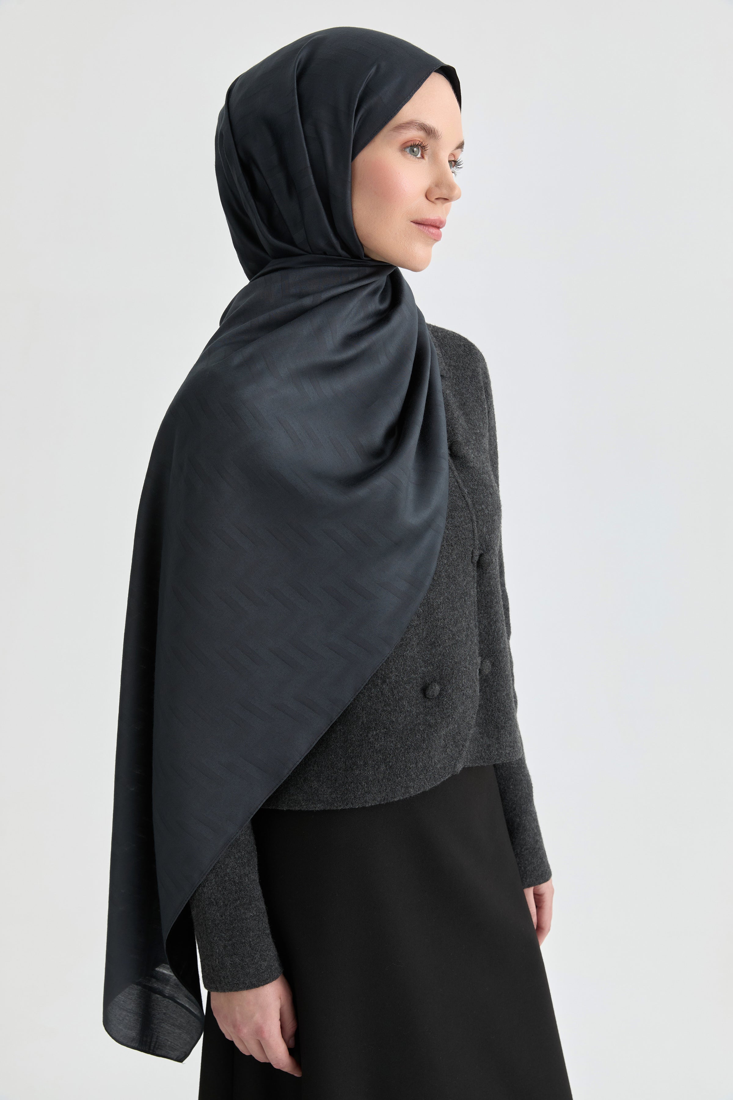 Deren Jakar Natural Şal - Antrasit TUGBA