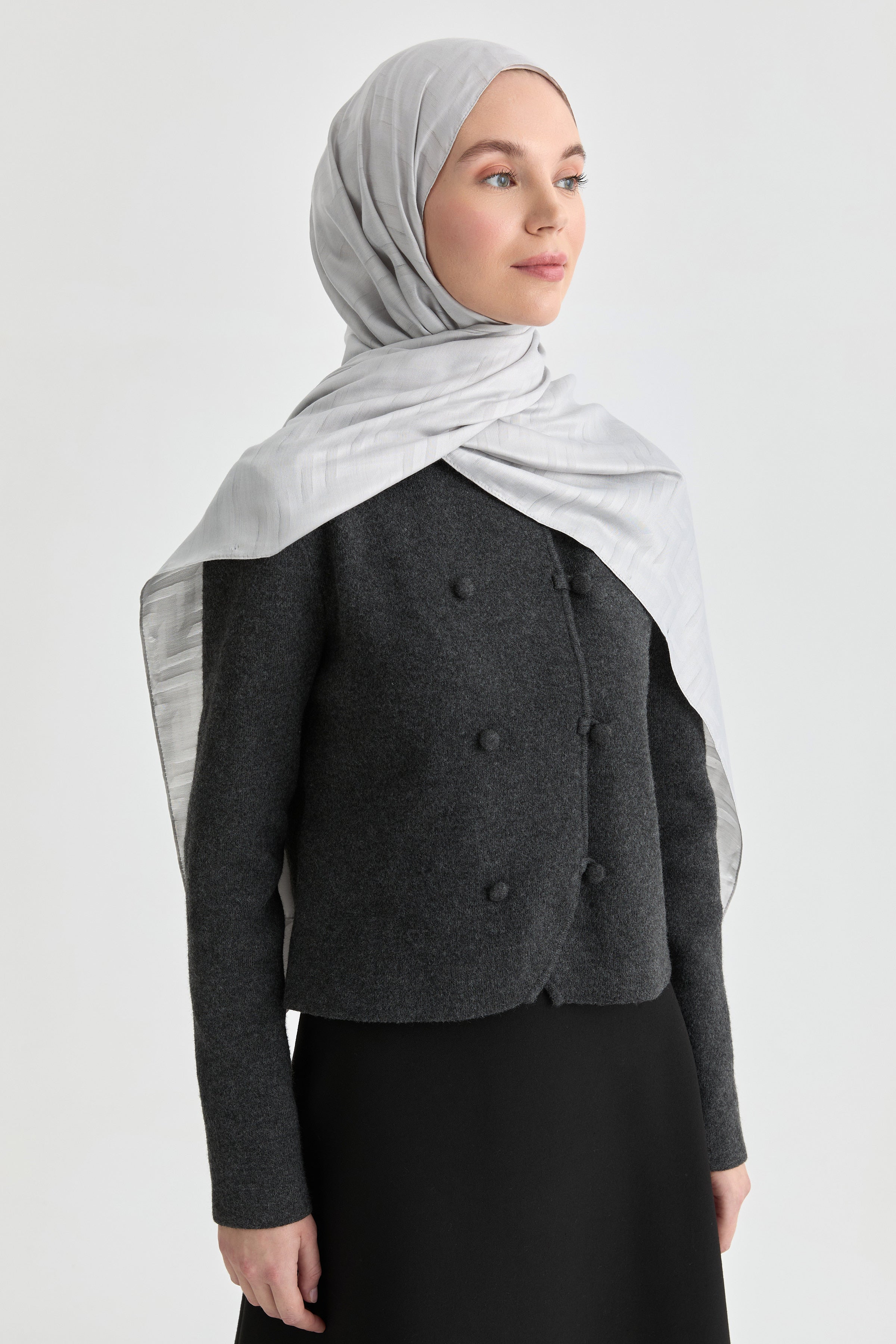 Deren Jakar Natural Şal - Gümüş TUGBA