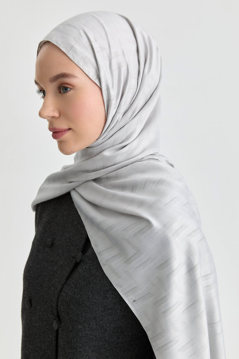 Deren Jakar Natural Şal - Gümüş TUGBA
