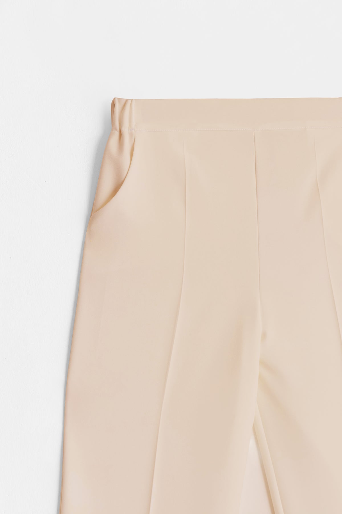 Belden Yarım Lastikli Basic Pantolon - Bej TUĞBA