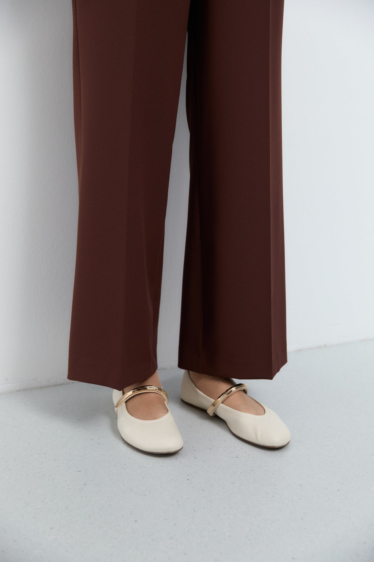 Belden Yarım Lastikli Basic Pantolon - Kahve TUĞBA