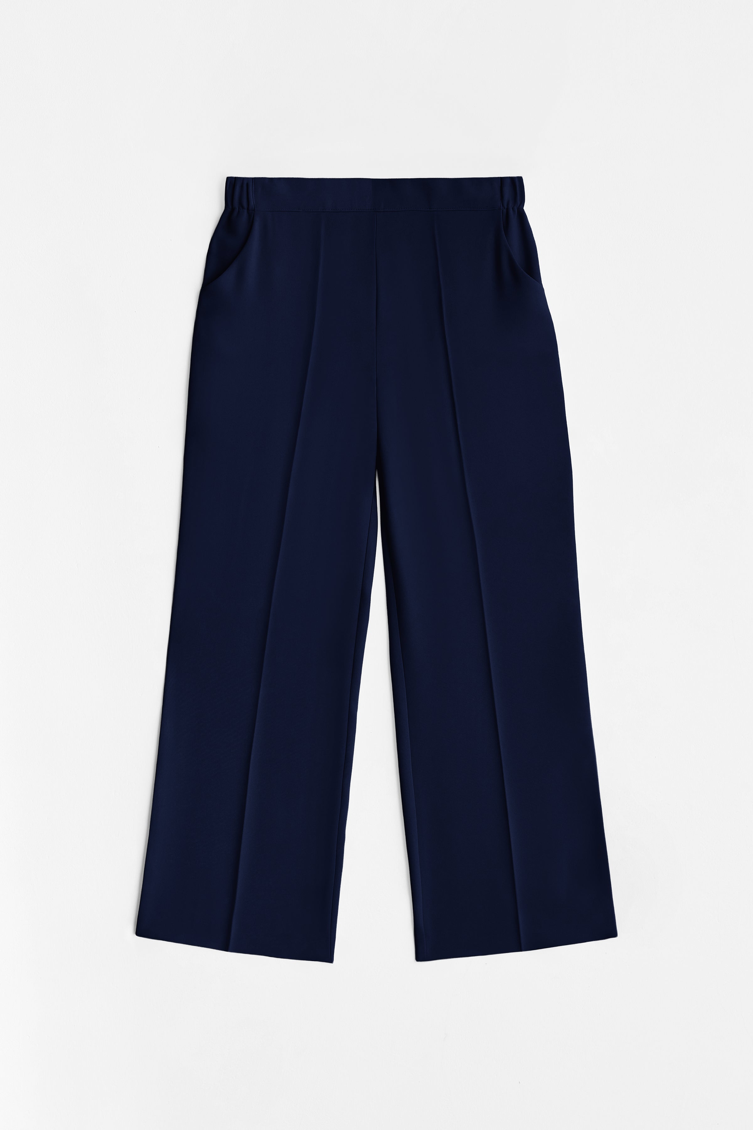 Beli Lastikli Culotte Pantolon - Lacivert TUĞBA