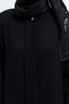 Manşet ve Yaka Çift Kat Pile Detaylı Ferace - Siyah TUĞBA
