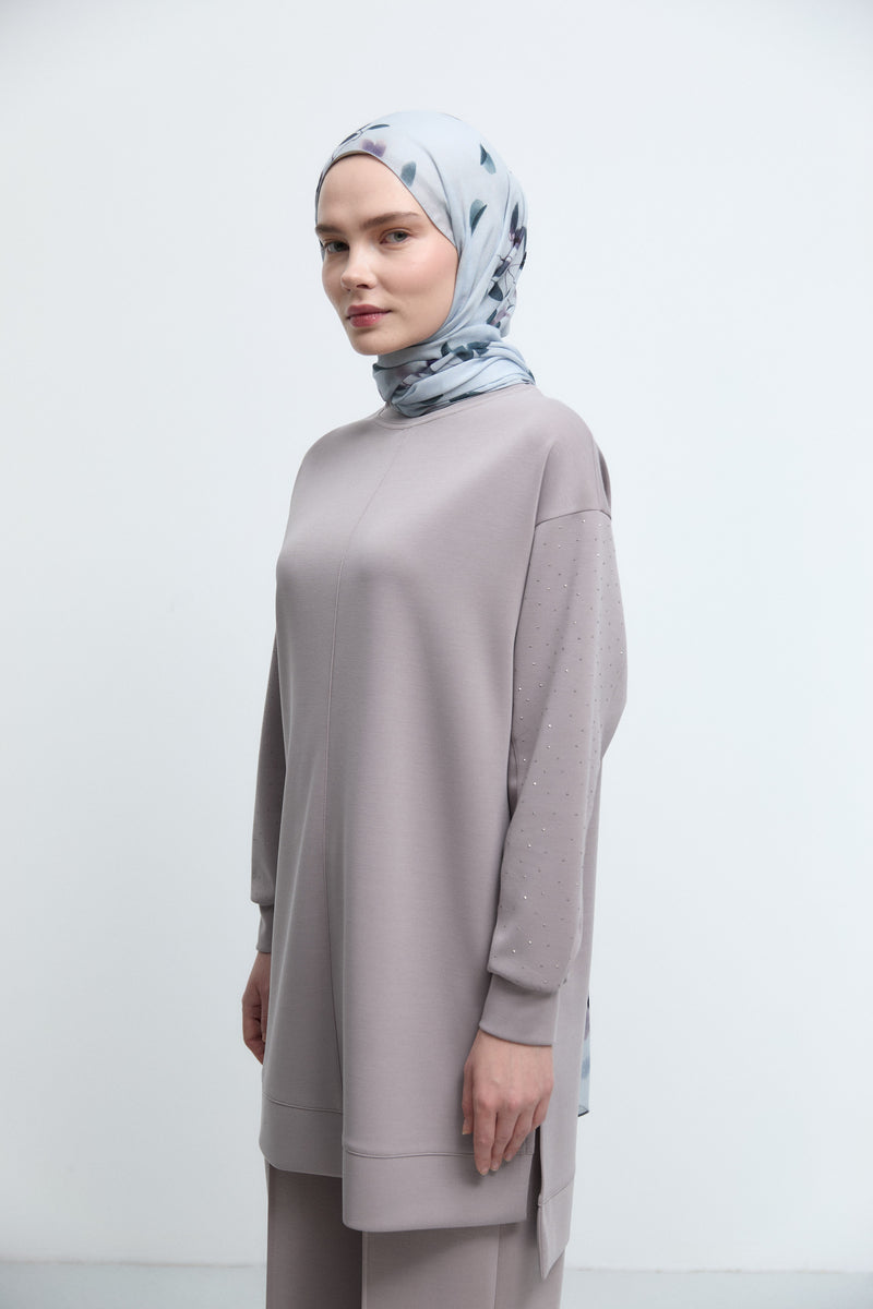 Kolları Taşlı Tunik - Vizon TUĞBA