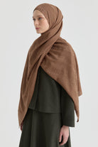 Efsun Jakar Şal - Açık Kahve TUGBA