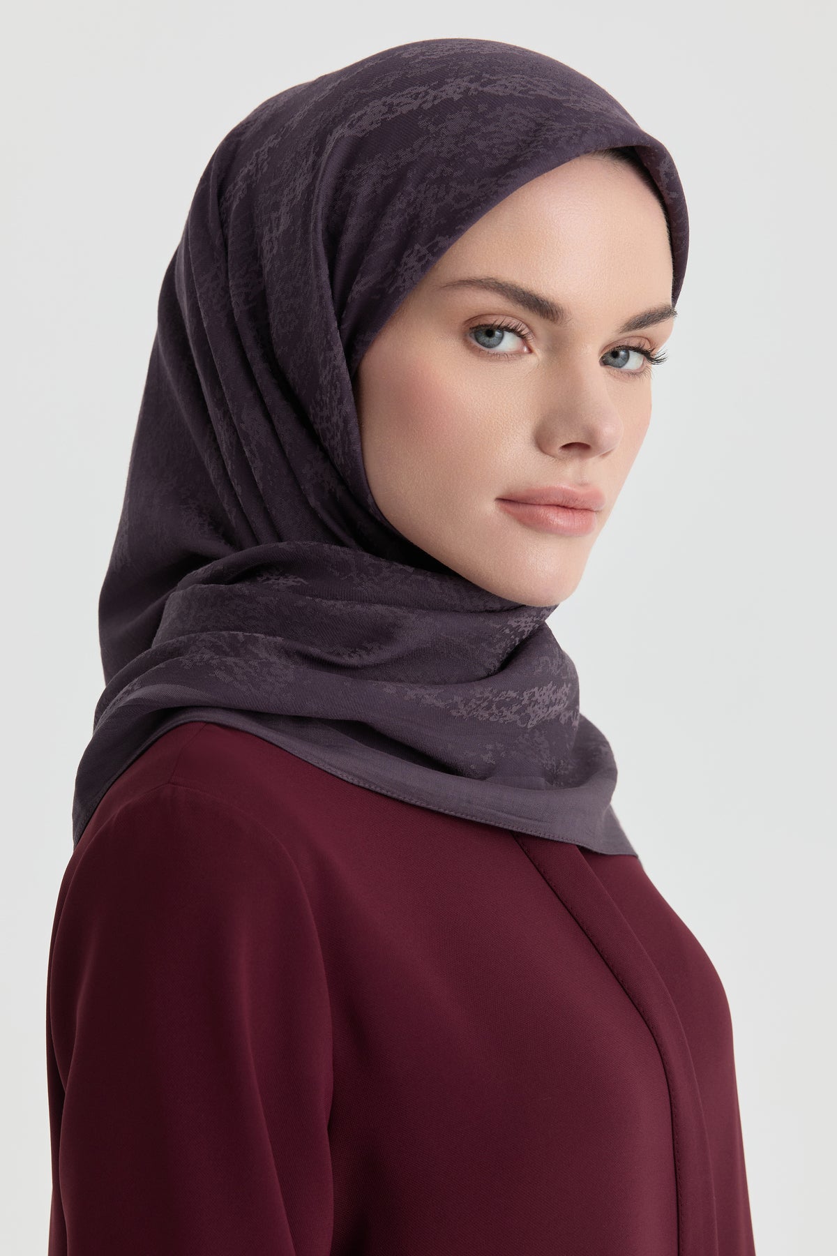 Efsun Jacquard Natural Scarf - Purple