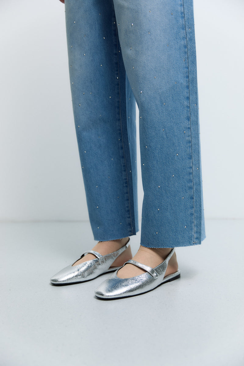 Taşlı Denim Pantolon - Mavi TUĞBA