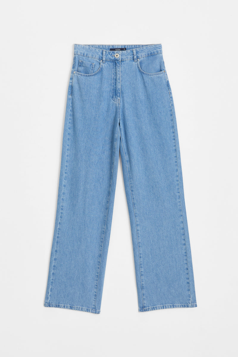 Spor Dikişli Denim Pantolon - Mavi TUĞBA