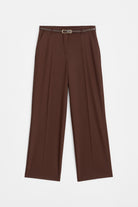 Kemerli Yandan Fermuarlı Pantolon - Kahve TUĞBA