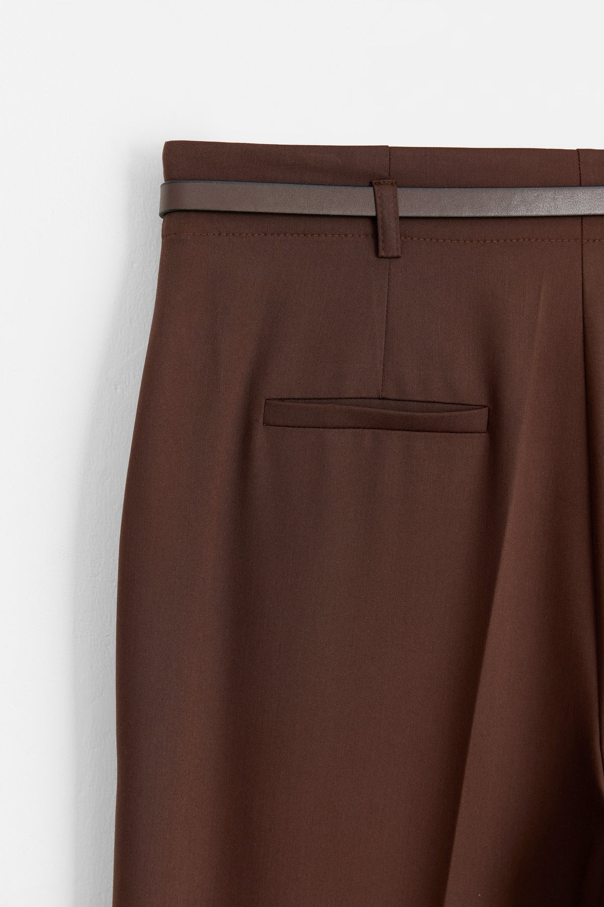Belted Straight-Leg Trousers - Coffee