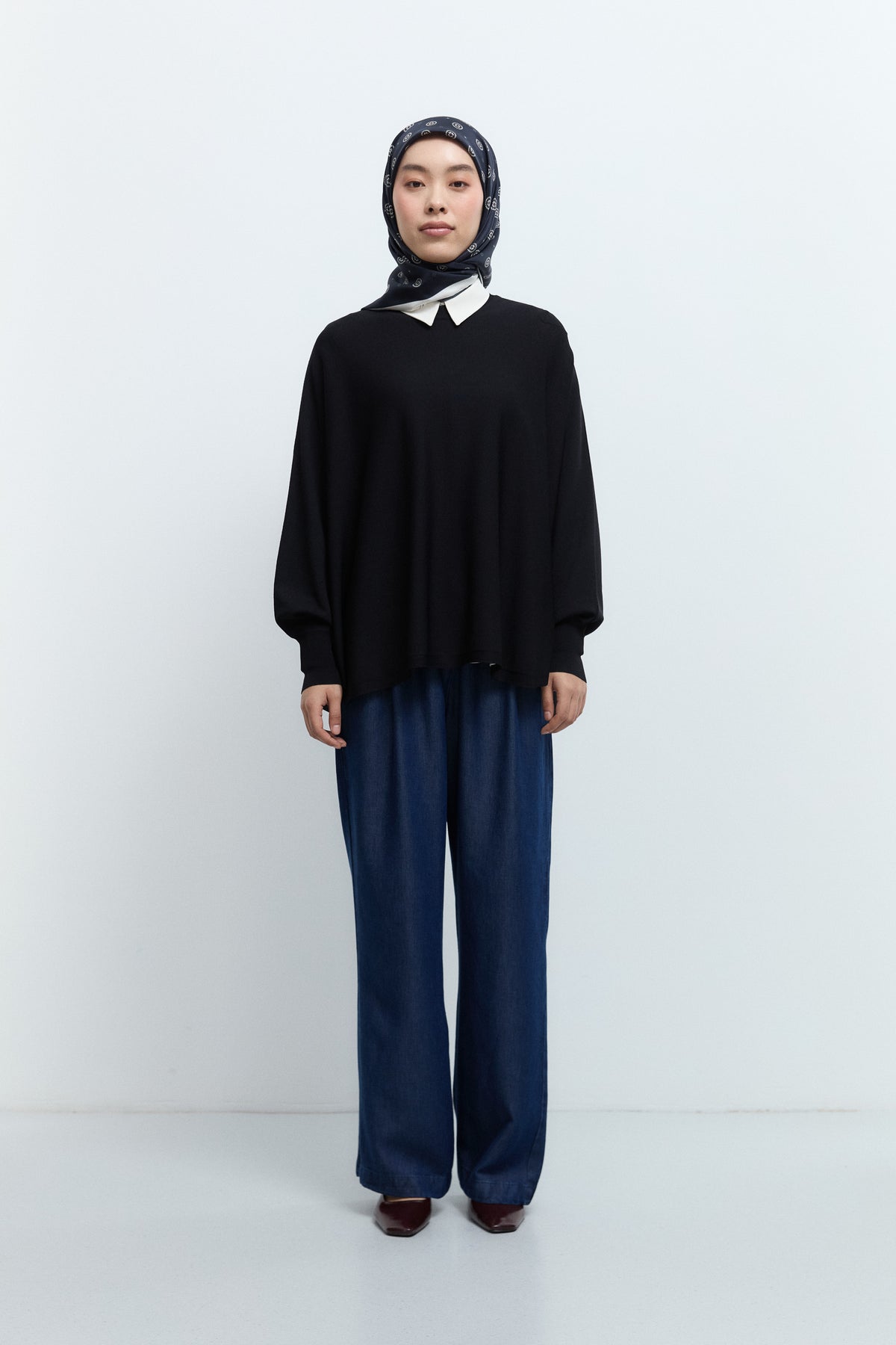 Rayon Blend Batwing Tunic - Black
