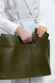 Genuine Napa Leather Briefcase - Green