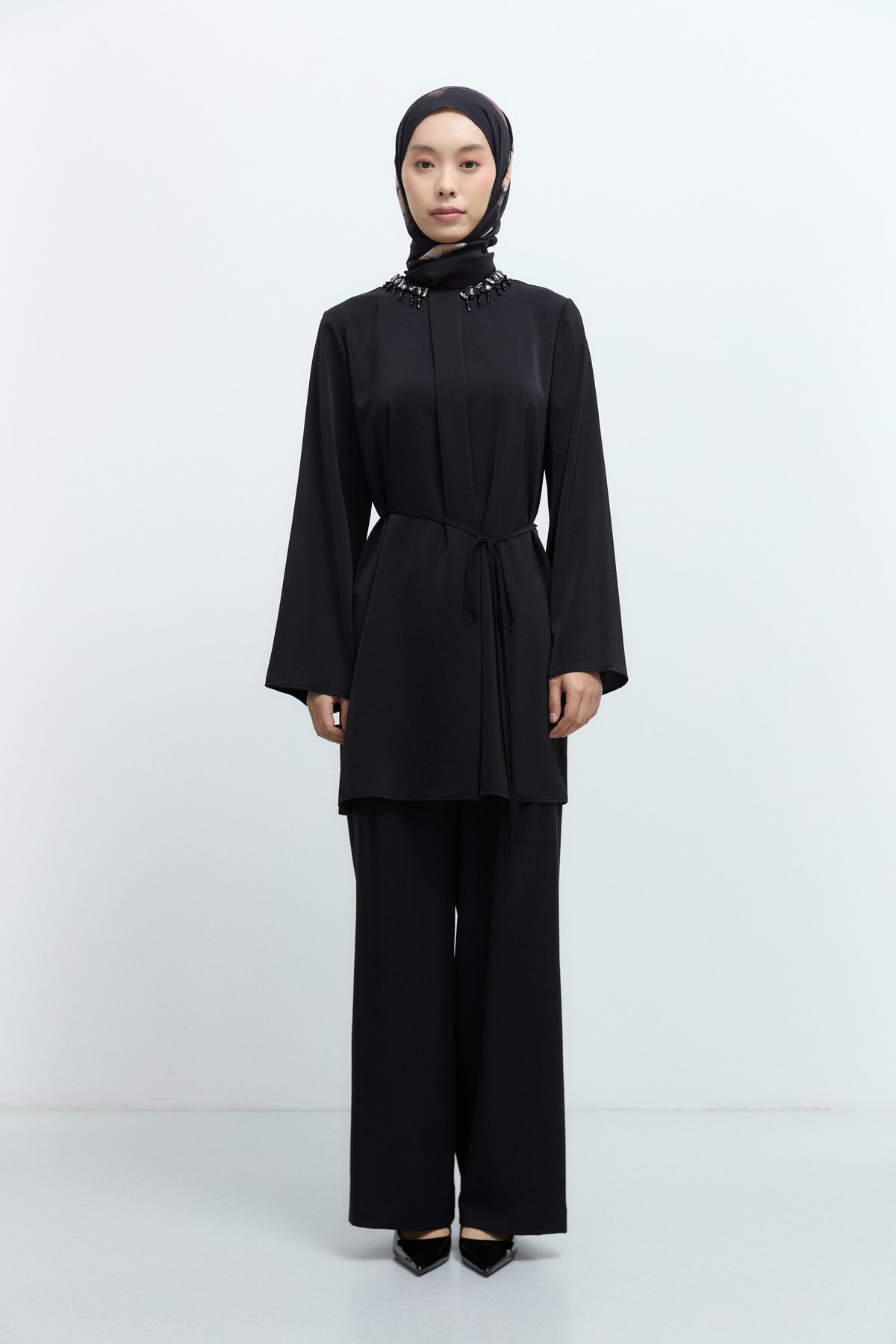 Stone-Embroidered Tunic - Black